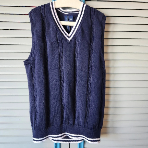 Janie And Jack Navy & White Knit Vest - Picture 1 of 12